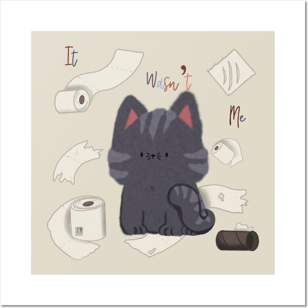 Kawaii Cat: It wasn't me Wall Art by KooKooPerd